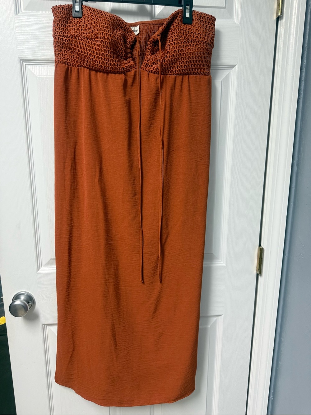 No Boundaries Rust Maxi Skirt with Smocked Waist